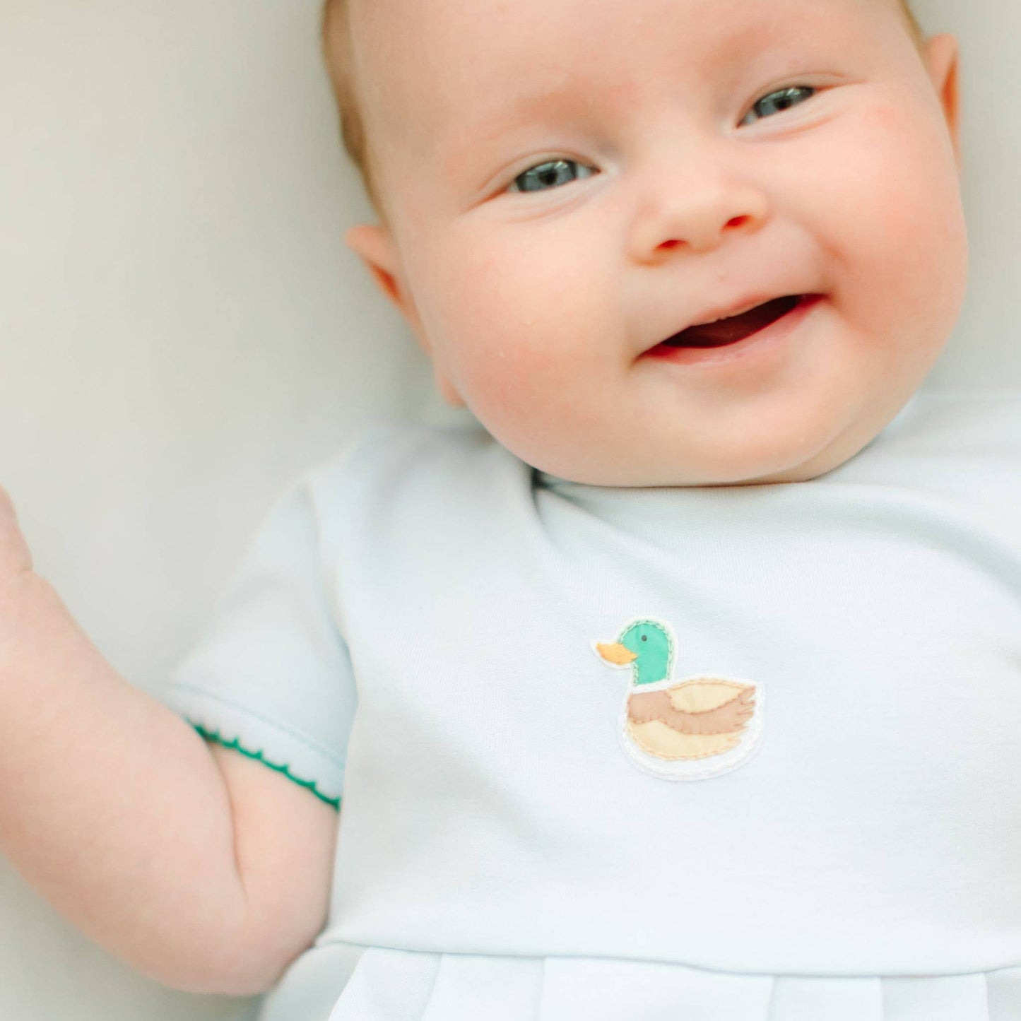 Magnolia Baby - Mini Mallard Embroidered Bubble - Light Blue