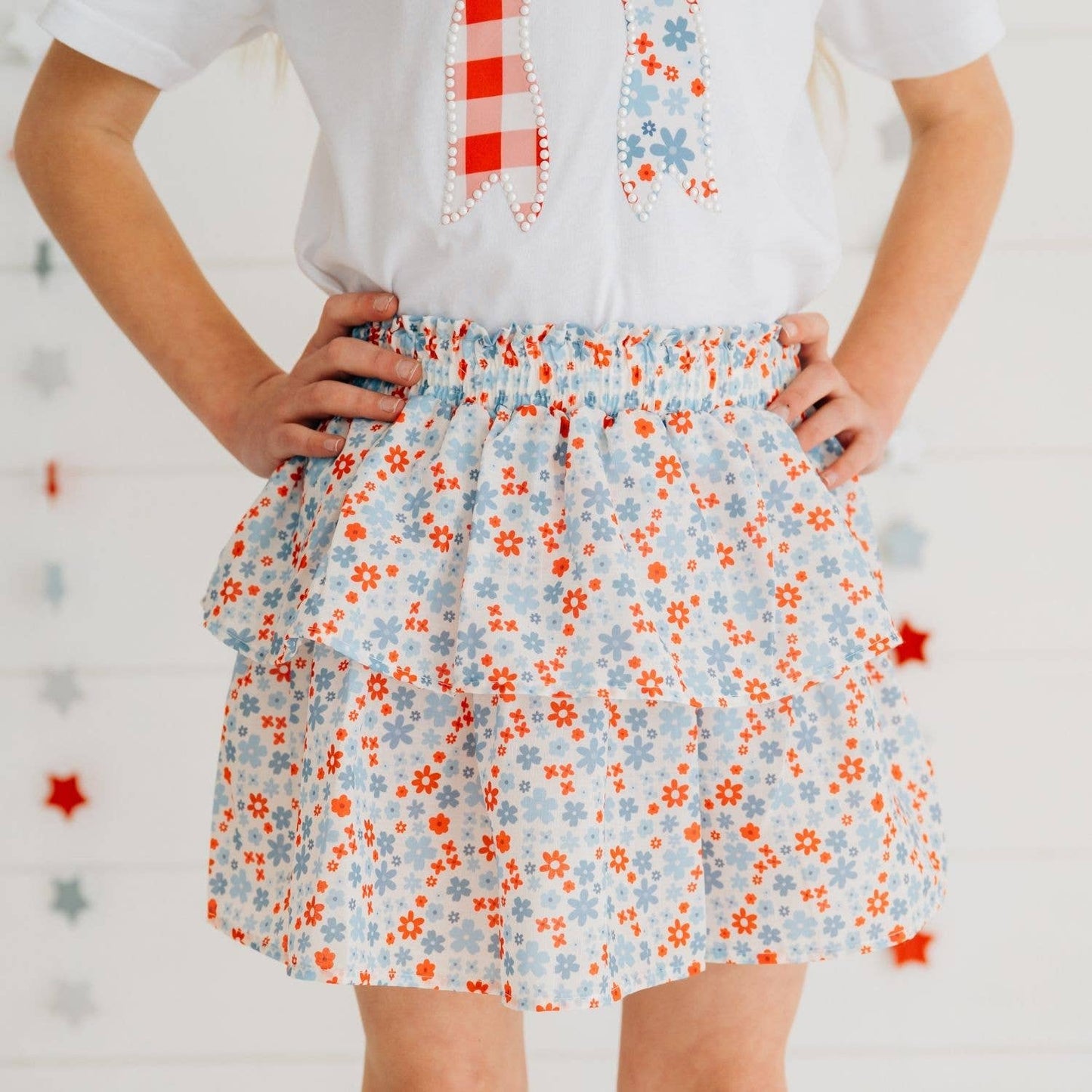 Sweet Wink - Patriotic Floral Skort - Fourth of July - Kids Clothing