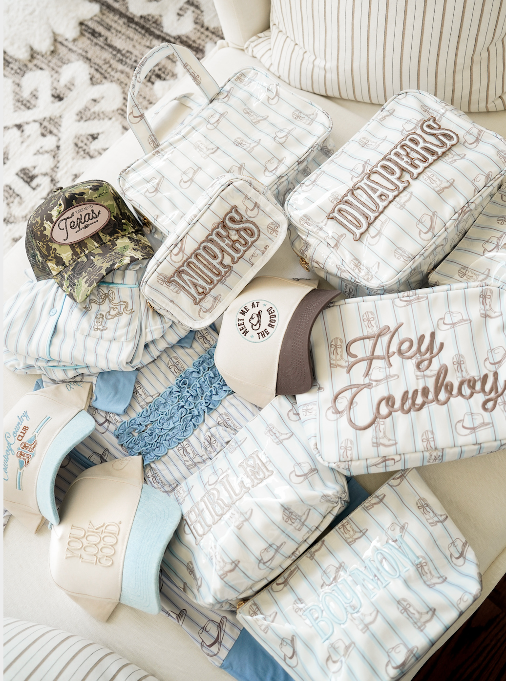 KENZKUSTOMZ - Diapers XL - Western Blues Clear Coat Bag