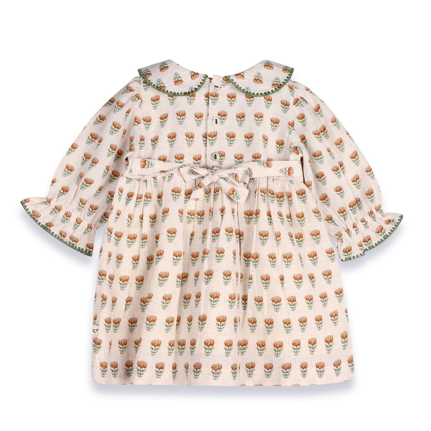 Viverano Organics - Ina Block Print Floral Baby Dress & Bloomer Set (Linen)