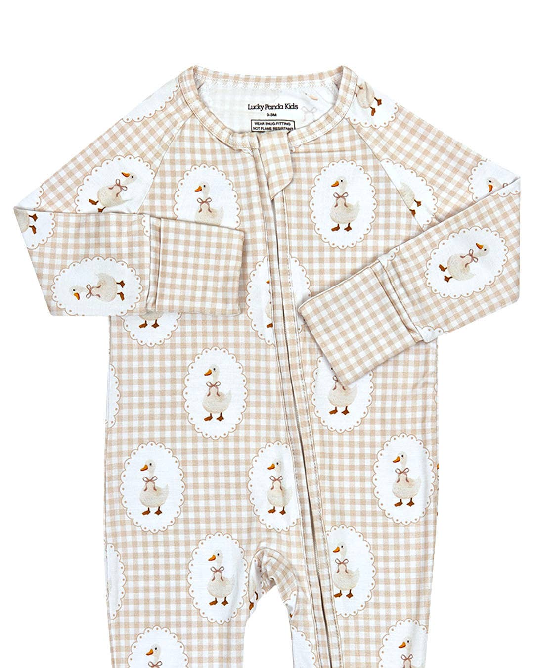 Lucky Panda Kids - Bamboo Zip Romper | Gingham & Goose