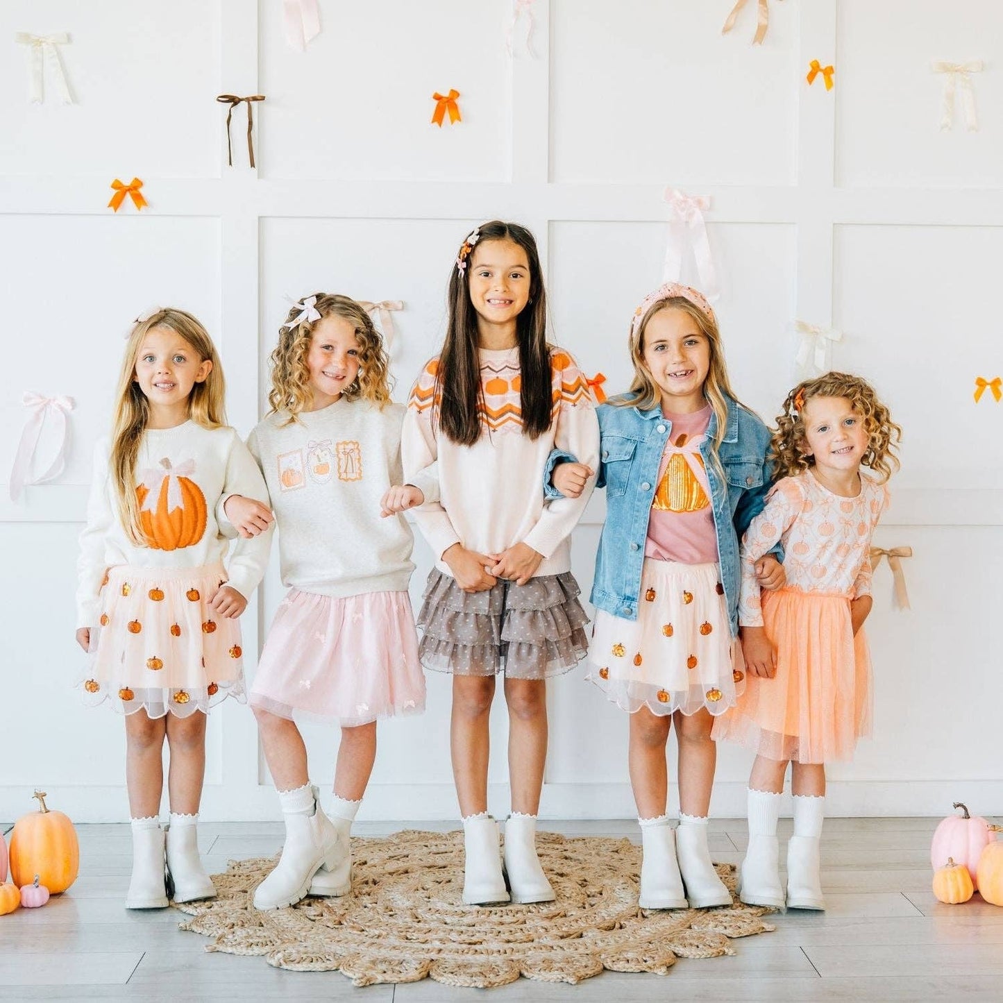 Sweet Wink - Pumpkin Sequin Scallop Tutu Skirt - Kids Clothing - Fall
