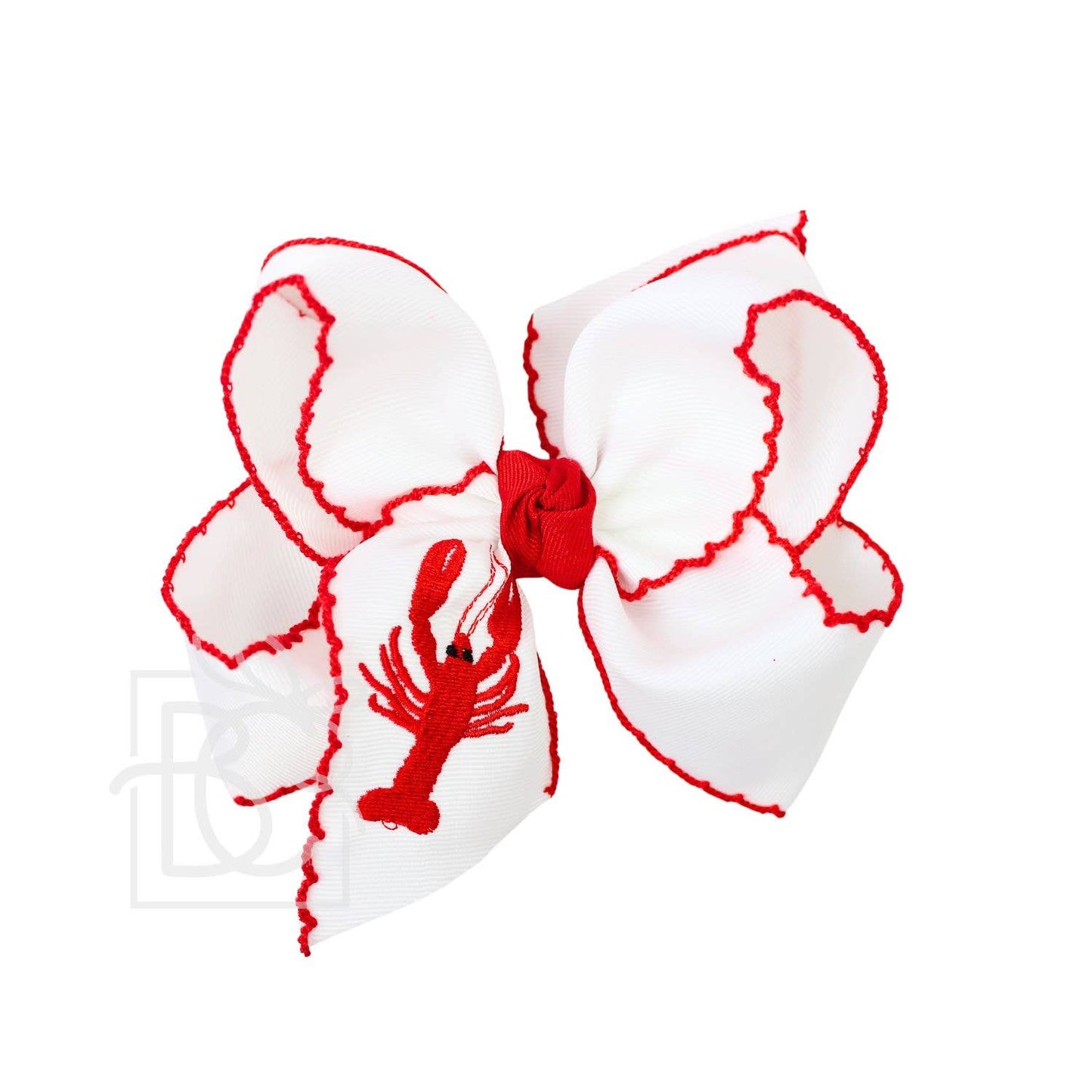 EMBROIDERED CRAWFISH CROCHET EDGE BOW