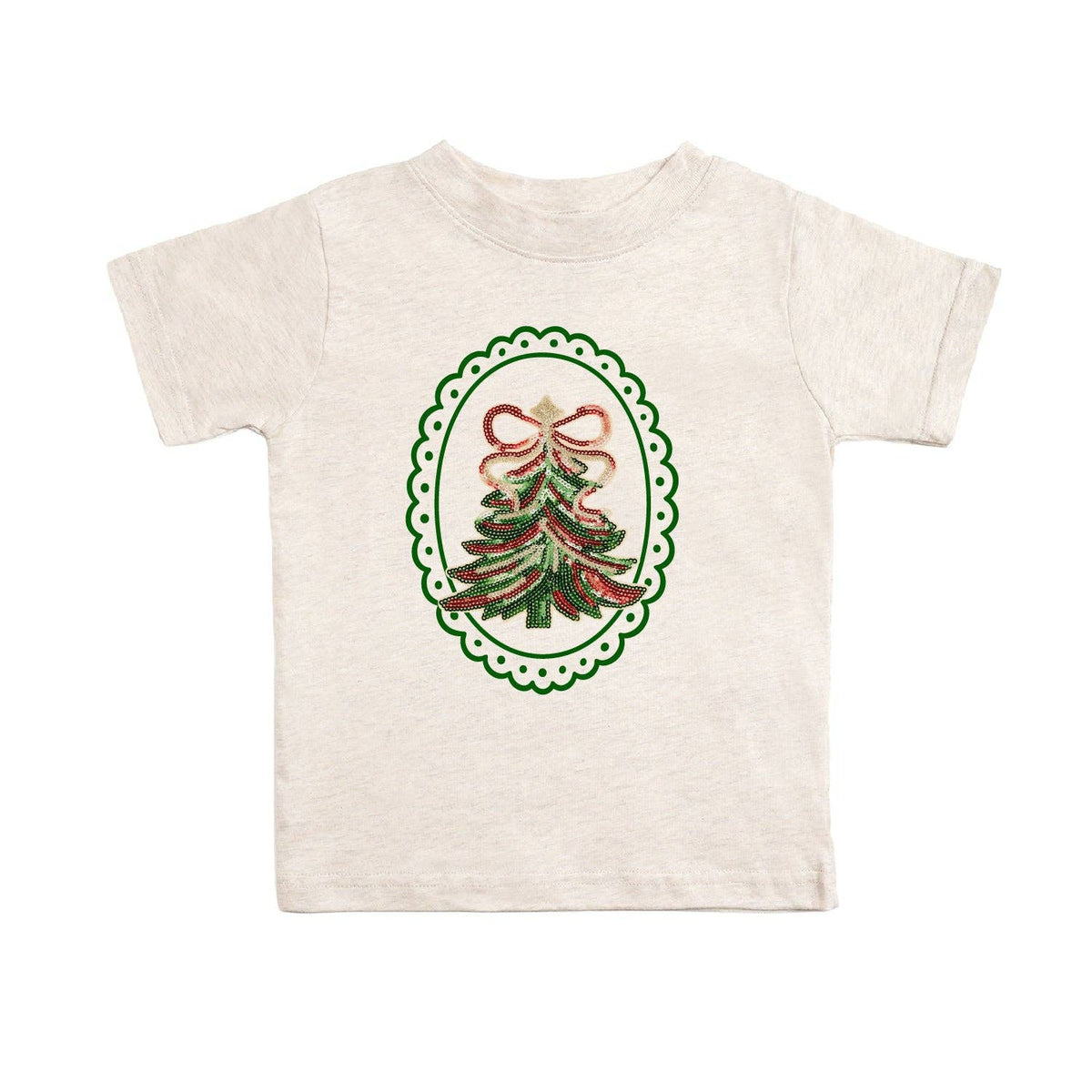 Sweet Wink - Sequin Christmas Tree Patch Short Sleeve T-Shirt - Kids