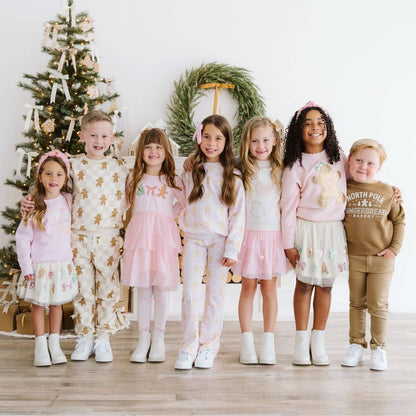 Sweet Wink - Gingerbread Sequin Patch Christmas Sweater - Kids Clothing