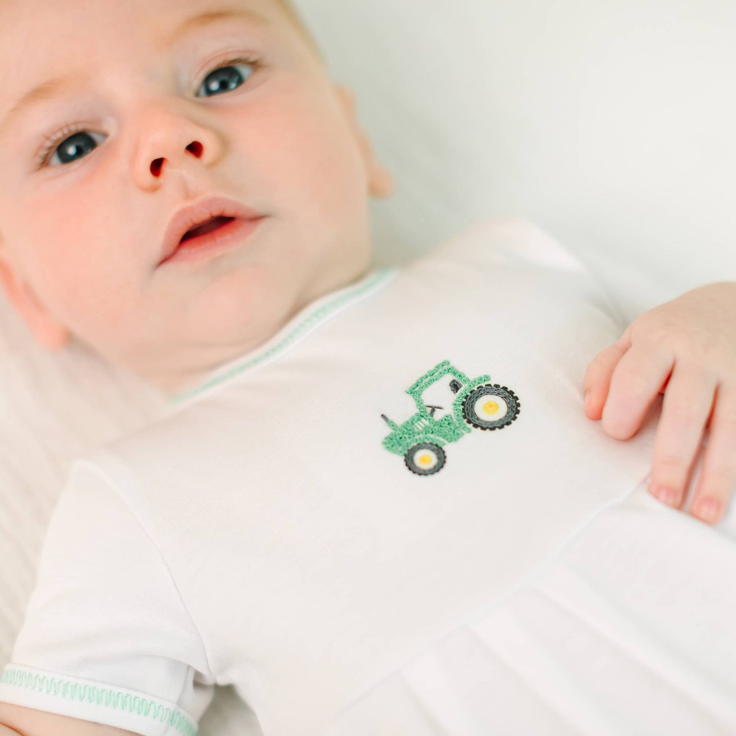 Magnolia Baby - Lil' Green Tractor Embroidered Bubble