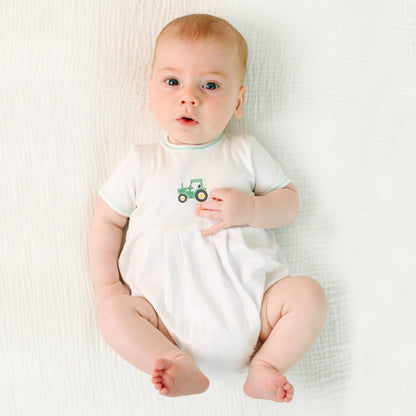 Magnolia Baby - Lil' Green Tractor Embroidered Bubble