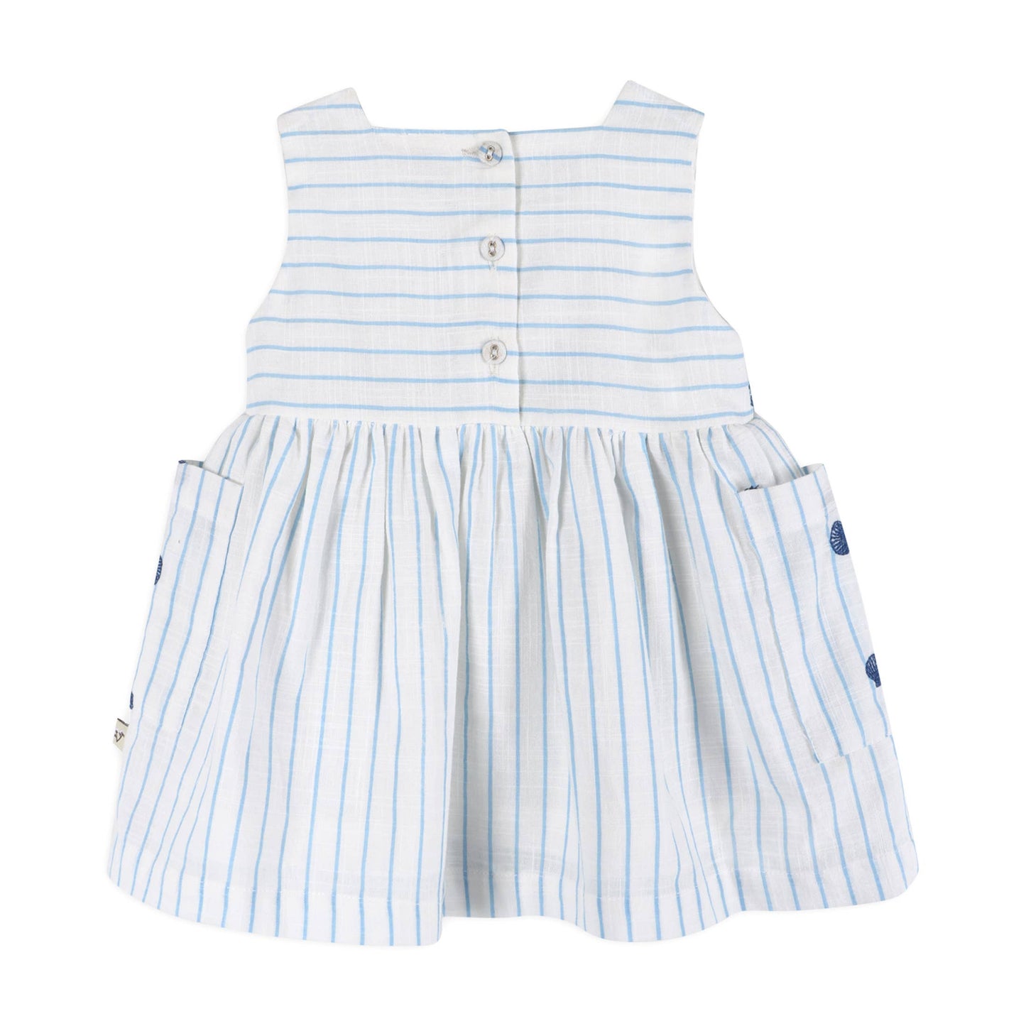 Viverano Organics - Seashells Embroidered Striped Baby Dress + Bloomer (Organic)