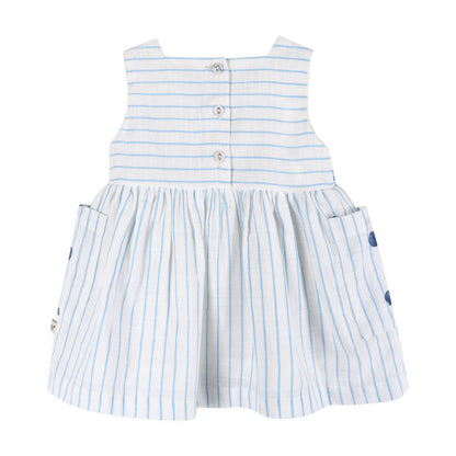 Viverano Organics - Seashells Embroidered Striped Baby Dress + Bloomer (Organic)