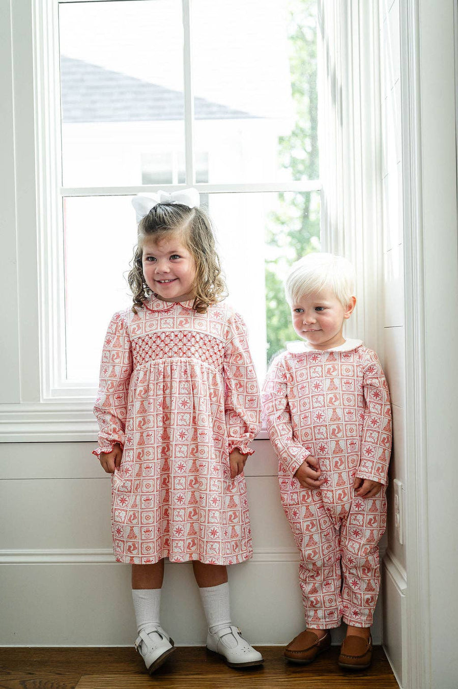 Ruth and Ralph - Christmas Tiles Pima Cotton Grayson Coverall Romper