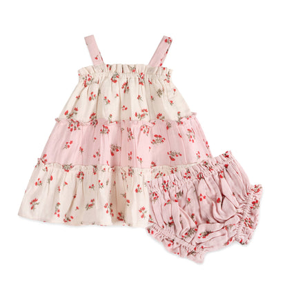 Viverano Organics - Bijou Tiered Floral Baby Dress + Bloomer (Organic)