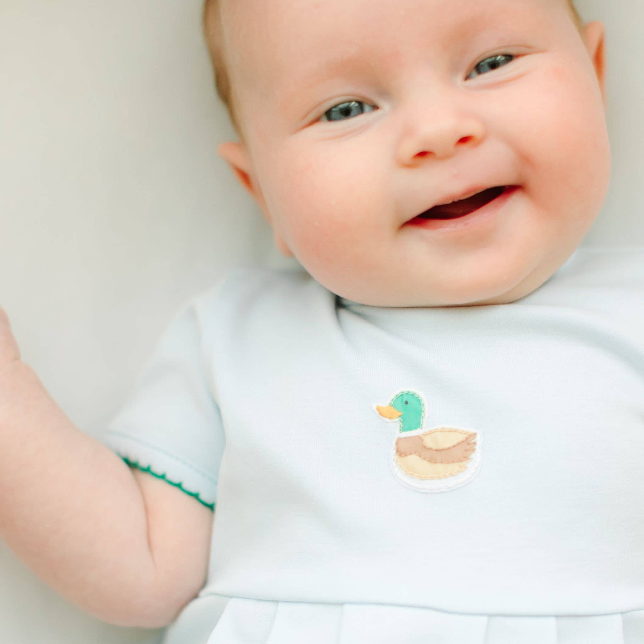 Magnolia Baby - Mini Mallard Embroidered Bubble - Light Blue