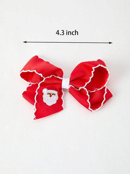 Rylee Faith Designs - Winter Christmas Santa Hair Clip 4.3inch