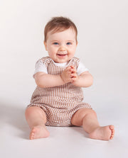 Lil Cactus - Classic Brown Gingham Baby Bubble Romper