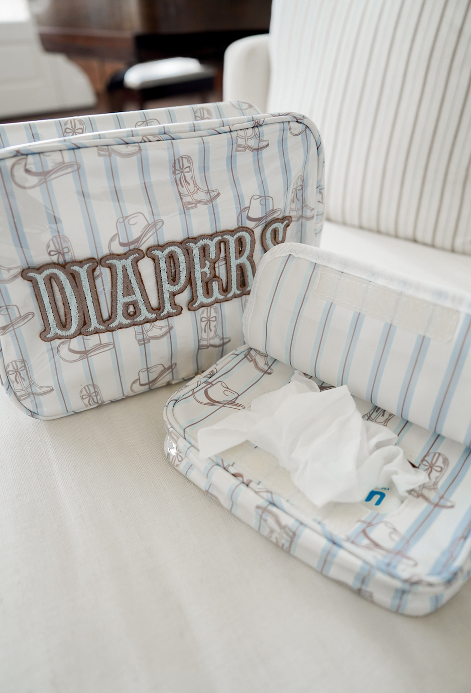 KENZKUSTOMZ - Diapers XL - Western Blues Clear Coat Bag