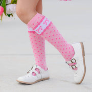 Little Stocking Co. - Pink Bow Scalloped Knee Socks