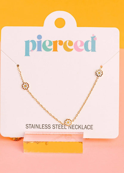 Pierced Co - White Daisy Necklace