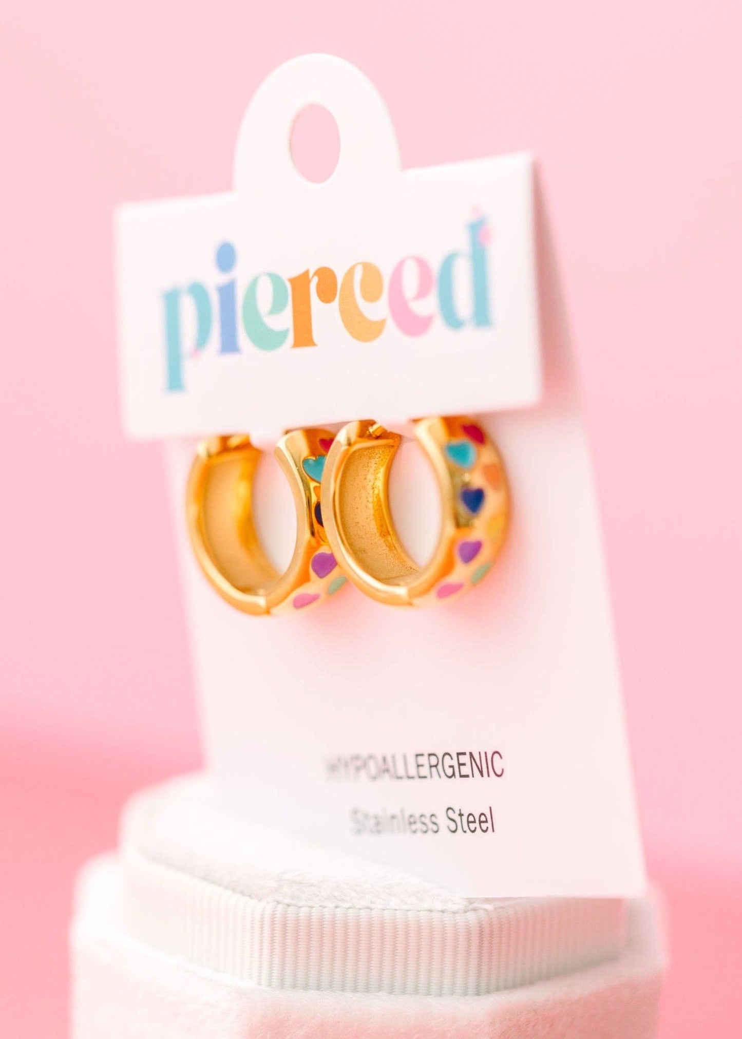 Pierced Co - Chunky Rainbow Heart Huggies