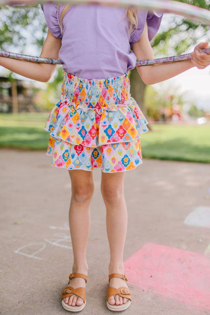 Ollie Jay - Ruffle Skort in Sunshine Tile | Girls Skirt - Skort | Summer