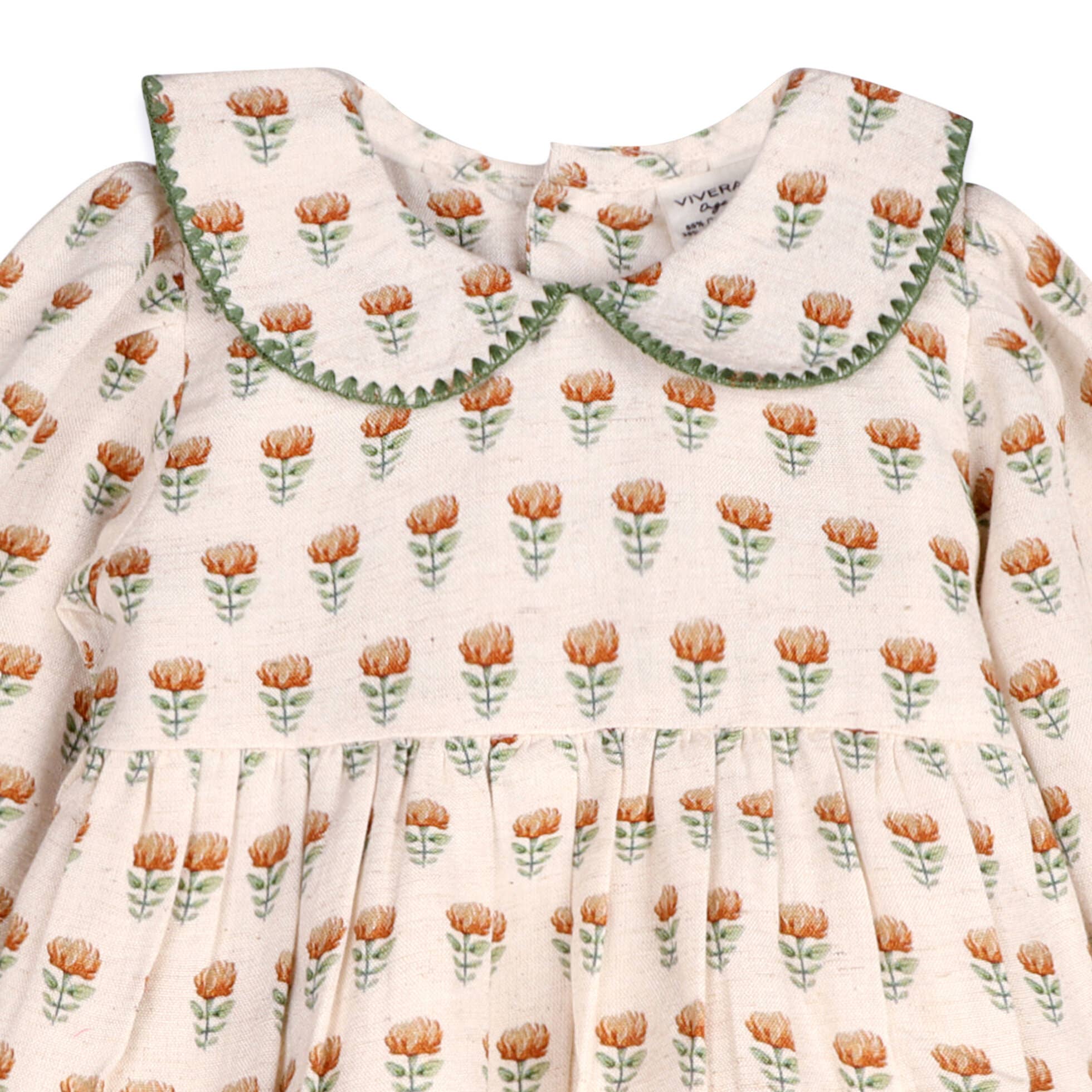 Viverano Organics - Ina Block Print Floral Baby Dress & Bloomer Set (Linen)