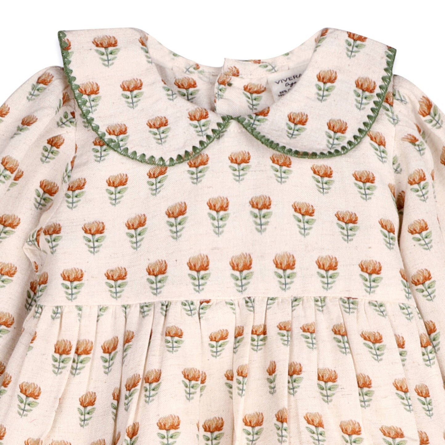 Viverano Organics - Ina Block Print Floral Baby Dress & Bloomer Set (Linen)