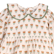 Viverano Organics - Ina Block Print Floral Baby Dress & Bloomer Set (Linen)