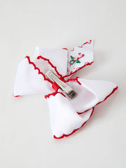 Rylee Faith Designs - Christmas Candy Cane Embroidered Bow Hair Clip