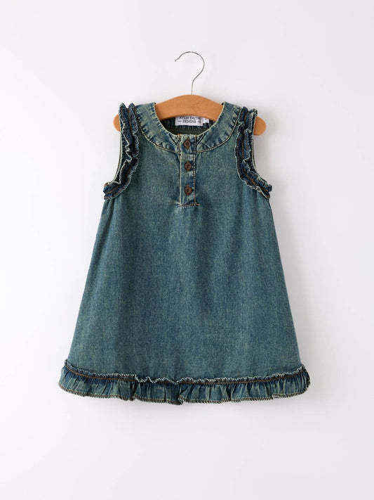 Rylee Faith Designs - Vintage Denim Ruffle Dress