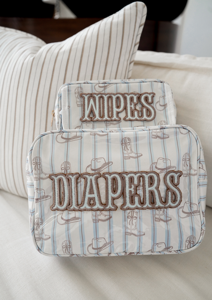 KENZKUSTOMZ - Diapers XL - Western Blues Clear Coat Bag