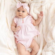 Magnolia Baby - Boots and Blooms Ruffle Diaper Cover Set - Pink
