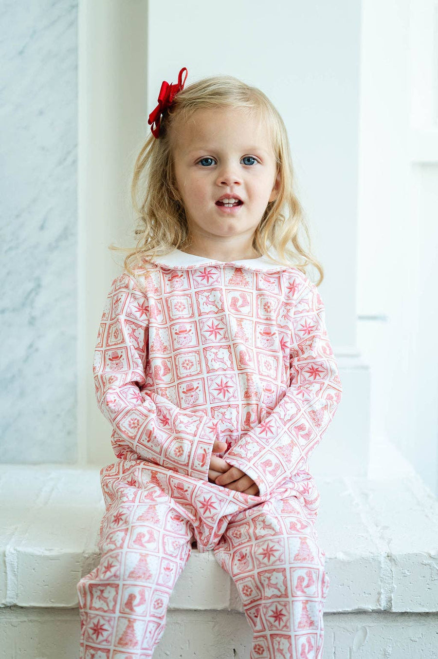 Ruth and Ralph - Christmas Tiles Pima Cotton Grayson Coverall Romper