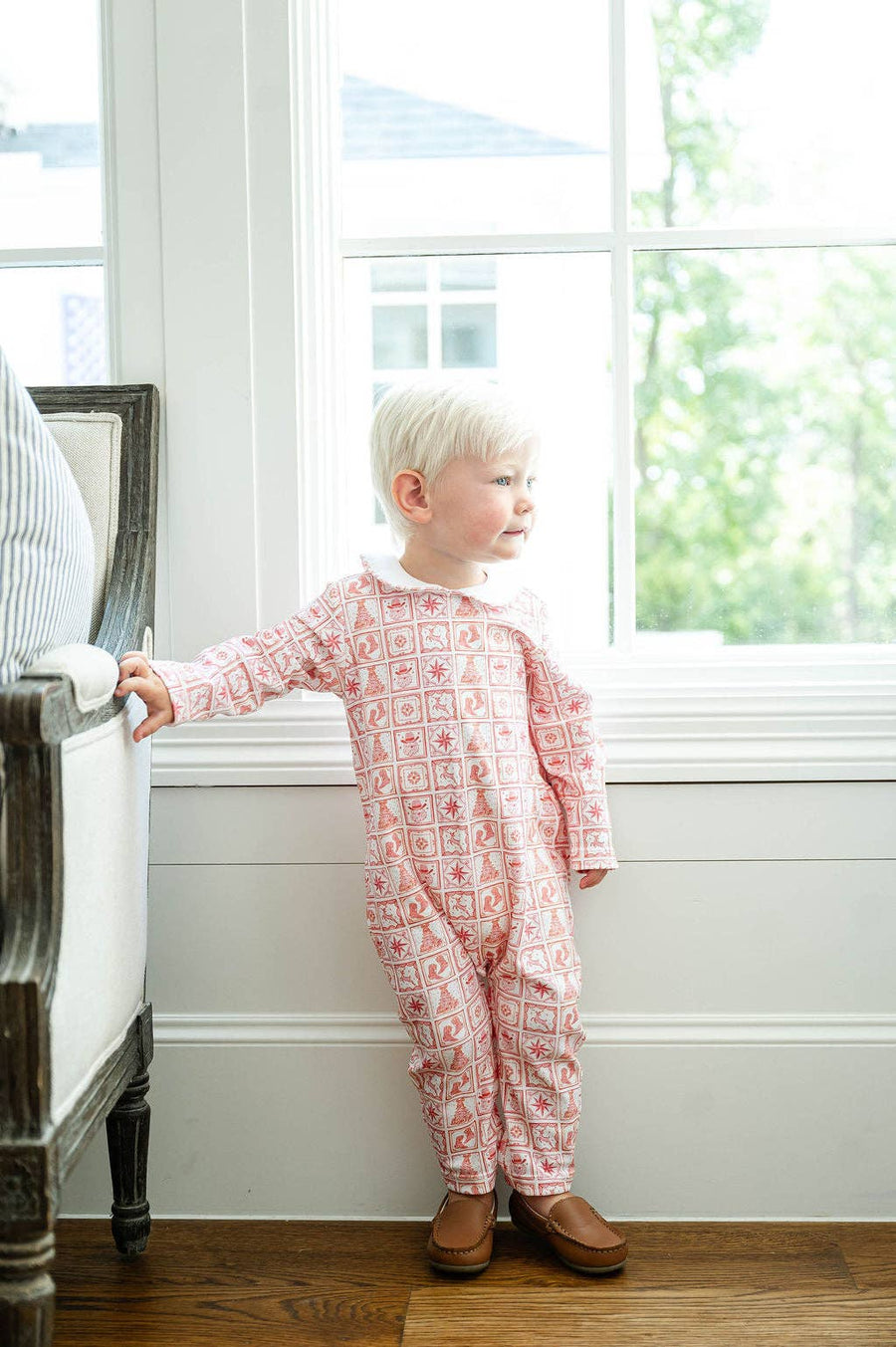 Ruth and Ralph - Christmas Tiles Pima Cotton Grayson Coverall Romper