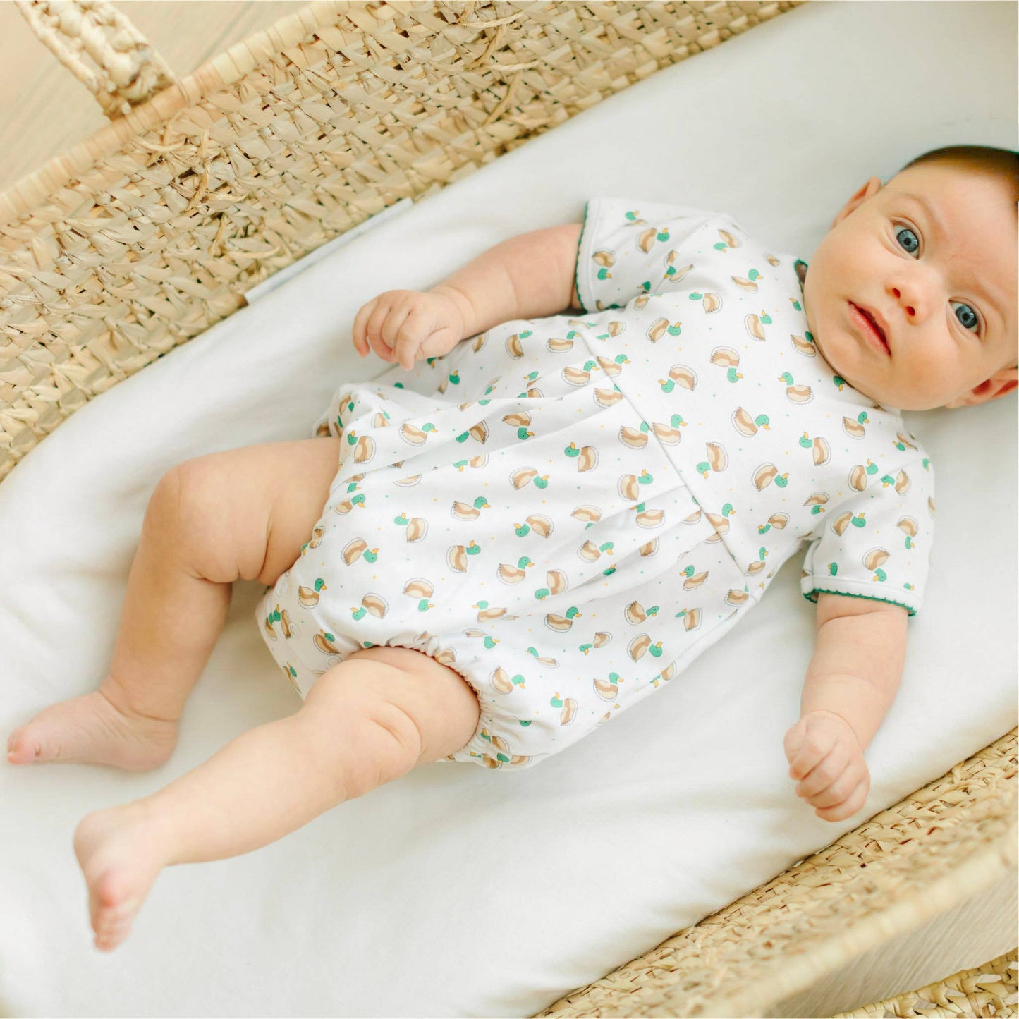 Magnolia Baby - Mini Mallard Print Short Sleeve Bubble - Green