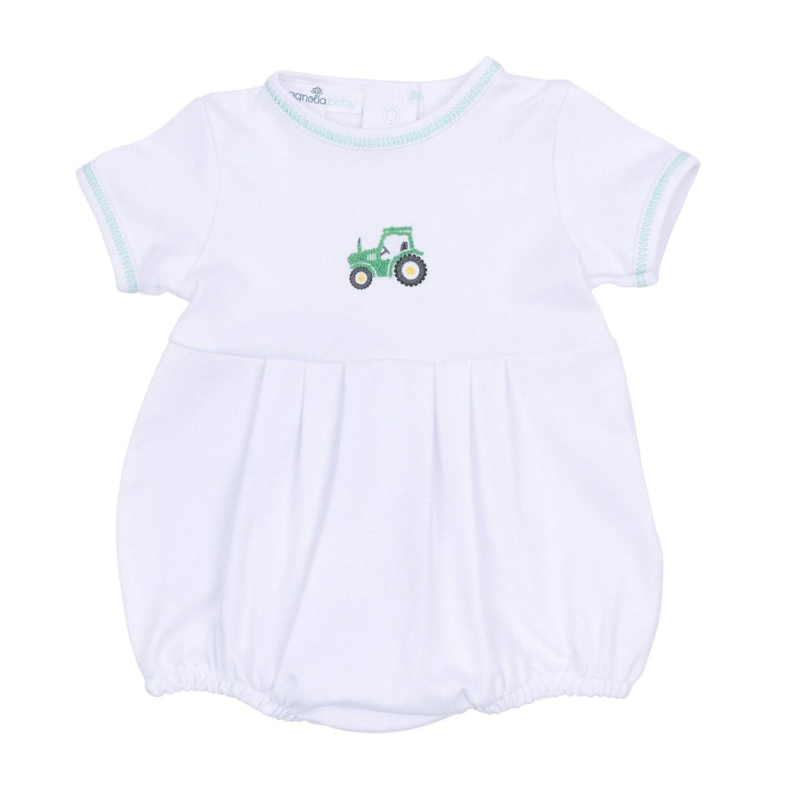 Magnolia Baby - Lil' Green Tractor Embroidered Bubble