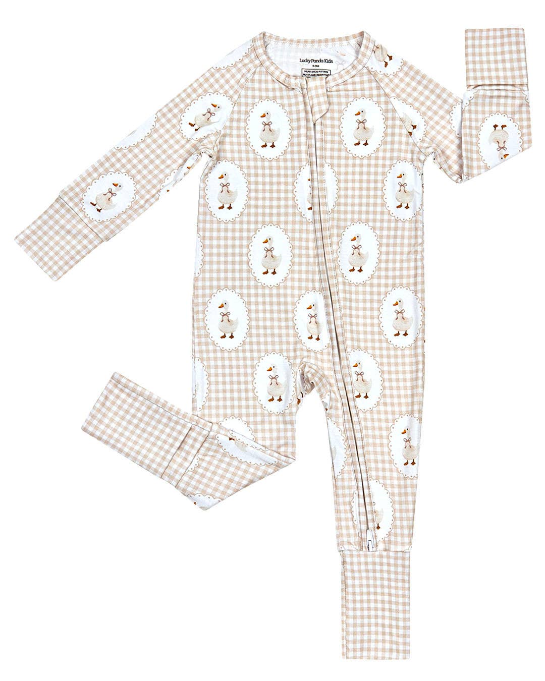 Lucky Panda Kids - Bamboo Zip Romper | Gingham & Goose