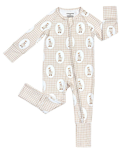 Lucky Panda Kids - Bamboo Zip Romper | Gingham & Goose