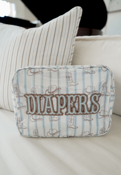 KENZKUSTOMZ - Diapers XL - Western Blues Clear Coat Bag