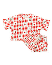 Lucky Panda Kids - Shorts Set | Strawberry Gingham