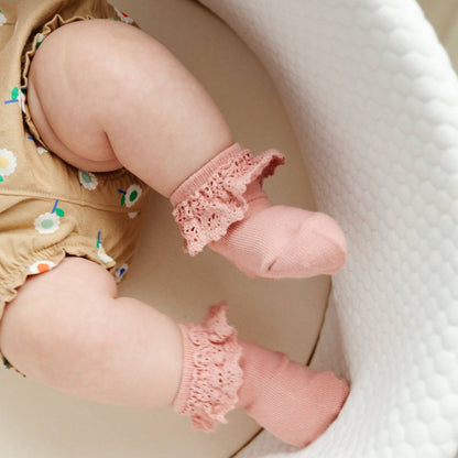 Little Stocking Co. - Blush Pink Lace Midi Sock