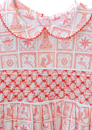 Ruth and Ralph - Christmas Tiles Smocked Pima Cotton Emma Bubble