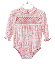 Ruth and Ralph - Christmas Tiles Smocked Pima Cotton Emma Bubble