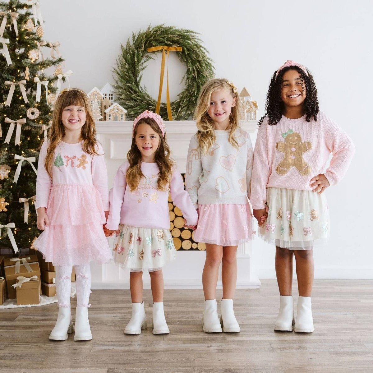 Sweet Wink - Gingerbread Sequin Christmas Tutu Skirt - Kids Clothing