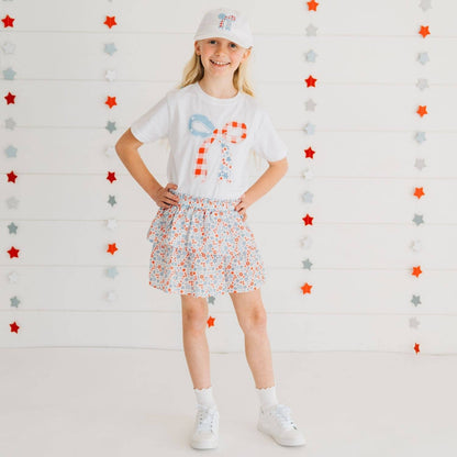 Sweet Wink - Patchwork Bow Patch Short Sleeve T-Shirt - Fourth of July