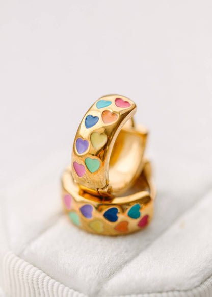 Pierced Co - Chunky Rainbow Heart Huggies
