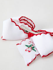 Rylee Faith Designs - Christmas Candy Cane Embroidered Bow Hair Clip