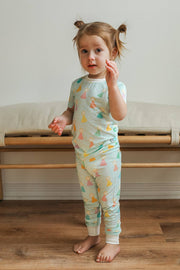 Southern Slumber - Blue Birthday Print 2 Piece Bamboo Pajama Set