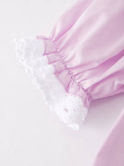 Rylee Faith Designs - Girls Easter Bunny Smocking Embroidered Lace Cuff Purple Dress