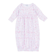 Magnolia Baby - Wild West Toile Gathered Gown - Pink
