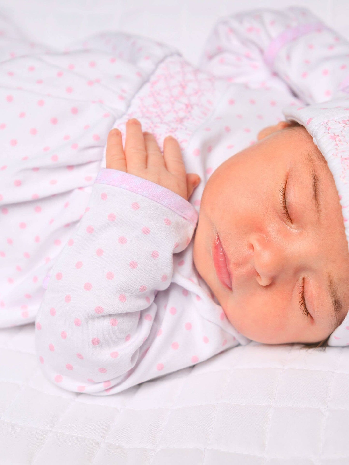 Magnolia Baby - Gingham Dots Smocked Footie - Pink