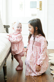 Ruth and Ralph - Christmas Tiles Smocked Pima Cotton Emma Bubble